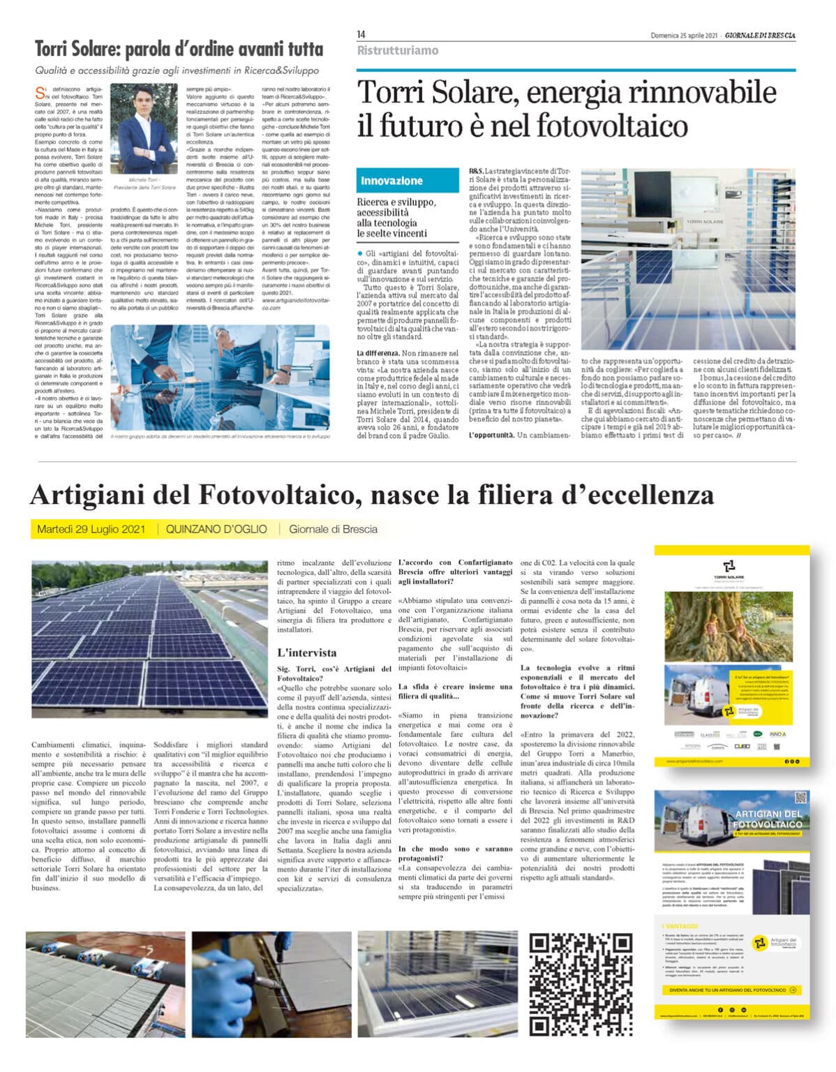 Installazione pannelli fotovoltaici Torri solare Brescia